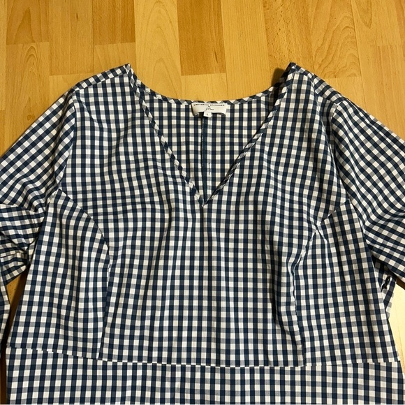 J. Crew X Universal Standard Blue and White Gingham Poplin Blouse Large Cotton - Picture 12 of 14